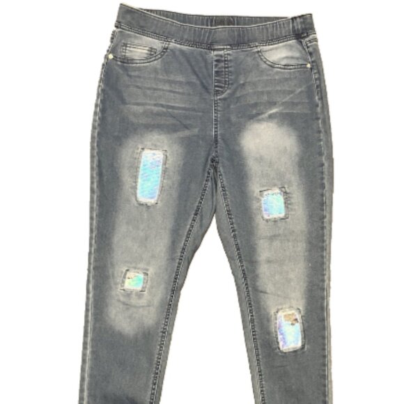 Justice 22 Plus Mid Rise Ladies Legging Denim Multicolor Jeans. NWOT - Picture 1 of 12
